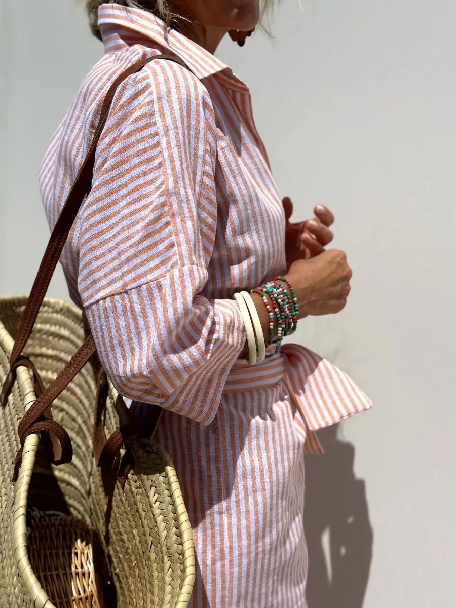 High-Low Striped Shirt Dress for Women – Effortlessly Stylish & Versatile-Caliboot