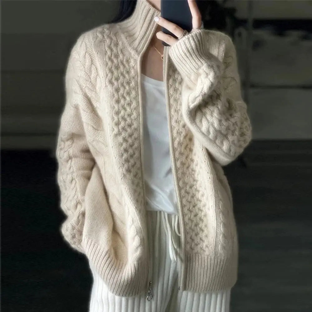 High Neck Cardigan Sweater for Women β Elegant & Cozy Layering 0