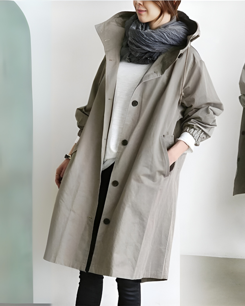 Hooded Black Trench Coat for Women – Stylish & Warm for Chilly Days 7