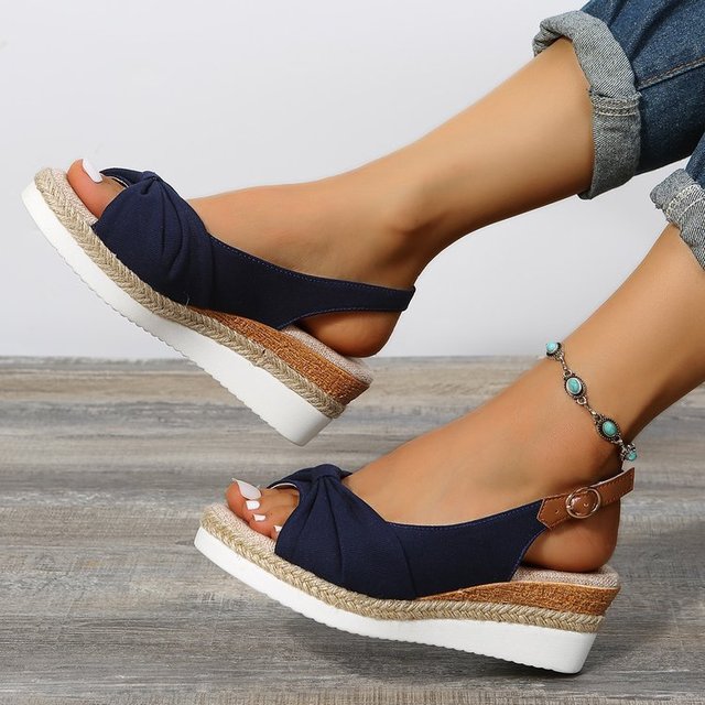 Knot Design Espadrille Wedge Sandals for Women – Chic & Comfortable