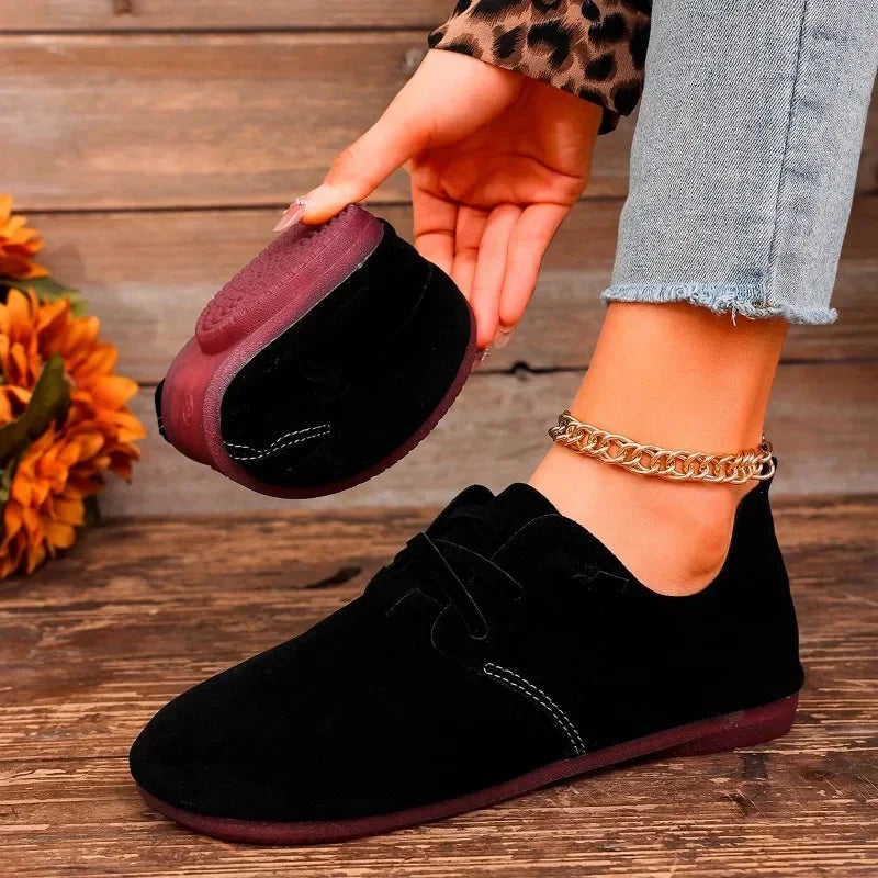 Lace-Up Black Flats for Women – Stylish & Comfortable Everyday Wear