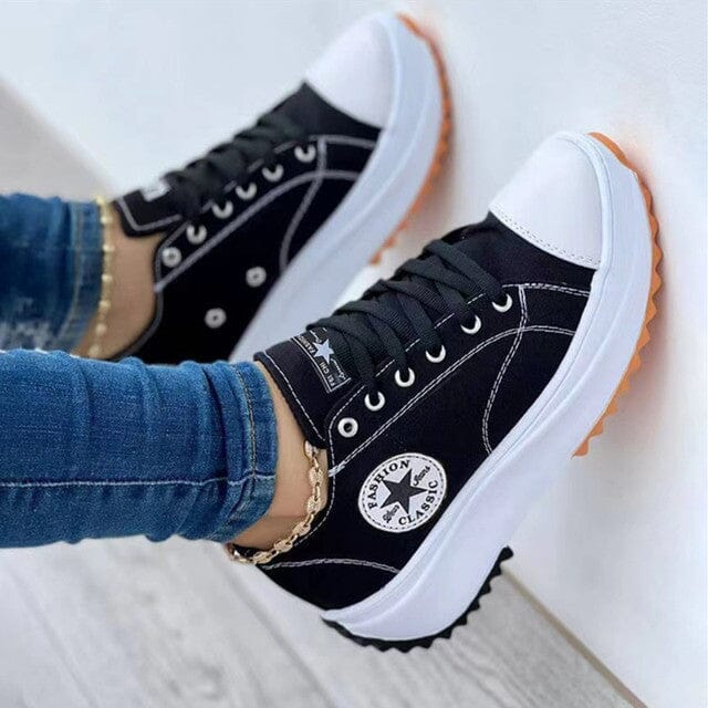 Lace-Up Canvas Sneakers for Women – Stylish & Comfortable Everyday Wear