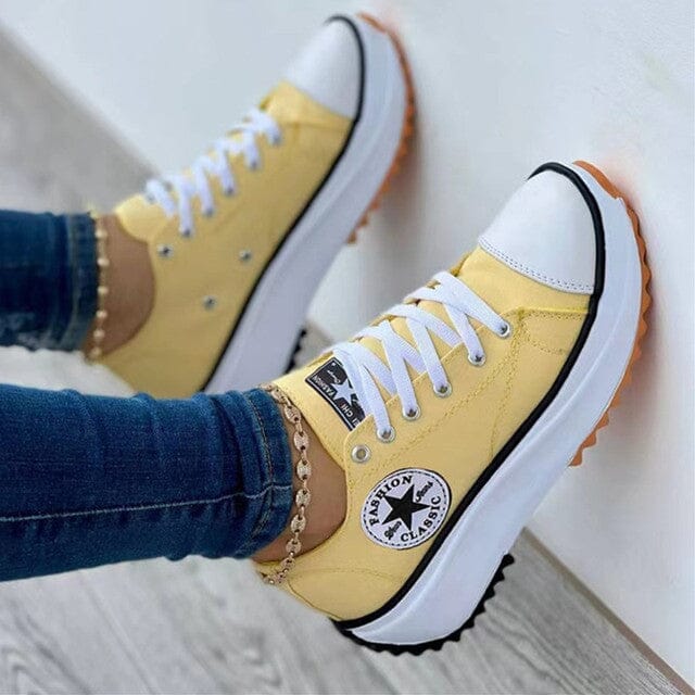 Lace-Up Canvas Sneakers for Women – Stylish & Comfortable Everyday Wear