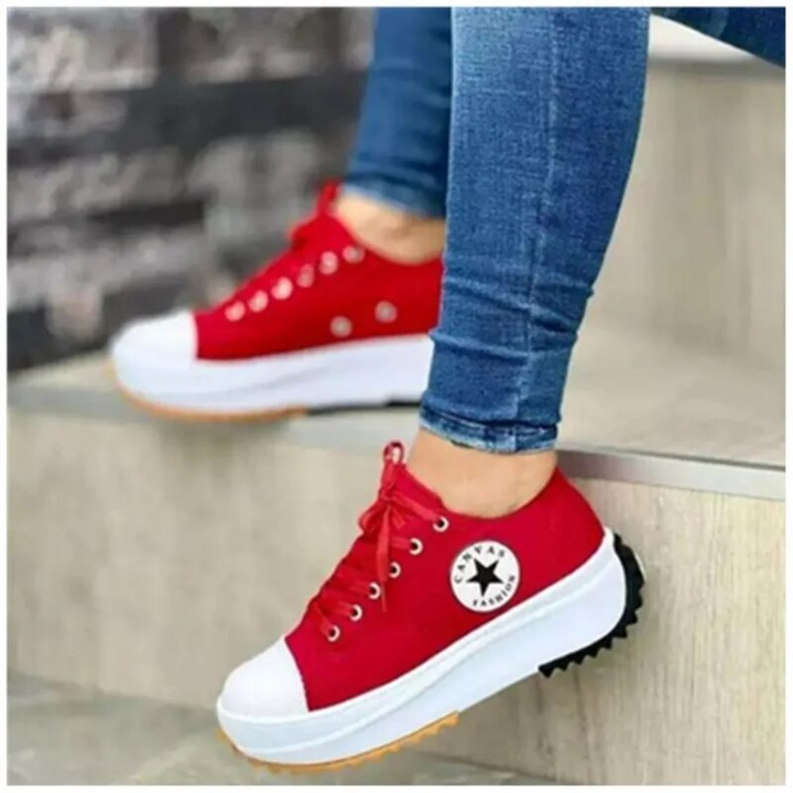 Lace-Up Canvas Sneakers for Women – Stylish & Comfortable Everyday Wear