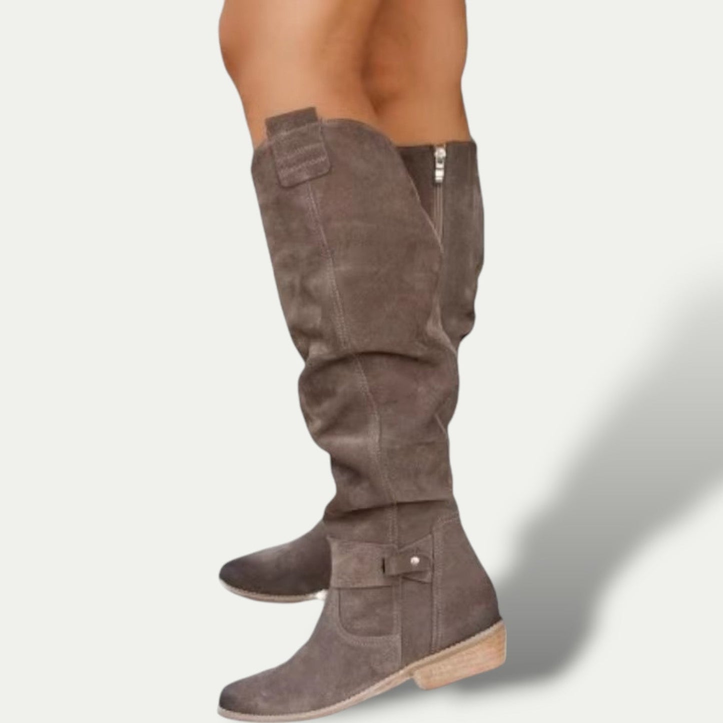 Low-Heel Suede Cowboy Boots for Women – Stylish & Comfortable