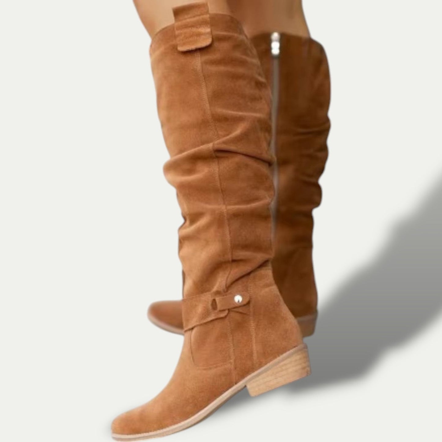 Low-Heel Suede Cowboy Boots for Women – Stylish & Comfortable