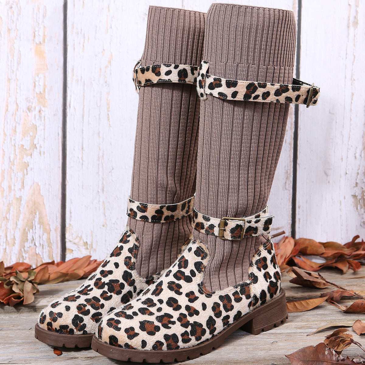 Mid-Calf Leopard Print Boots for Women – Chic & Comfortable Winter Style