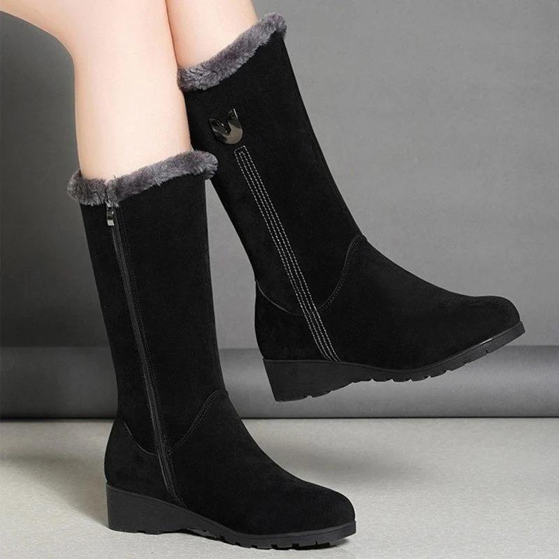 Mid-Calf Suede Boots for Women – Stylish & Warm
