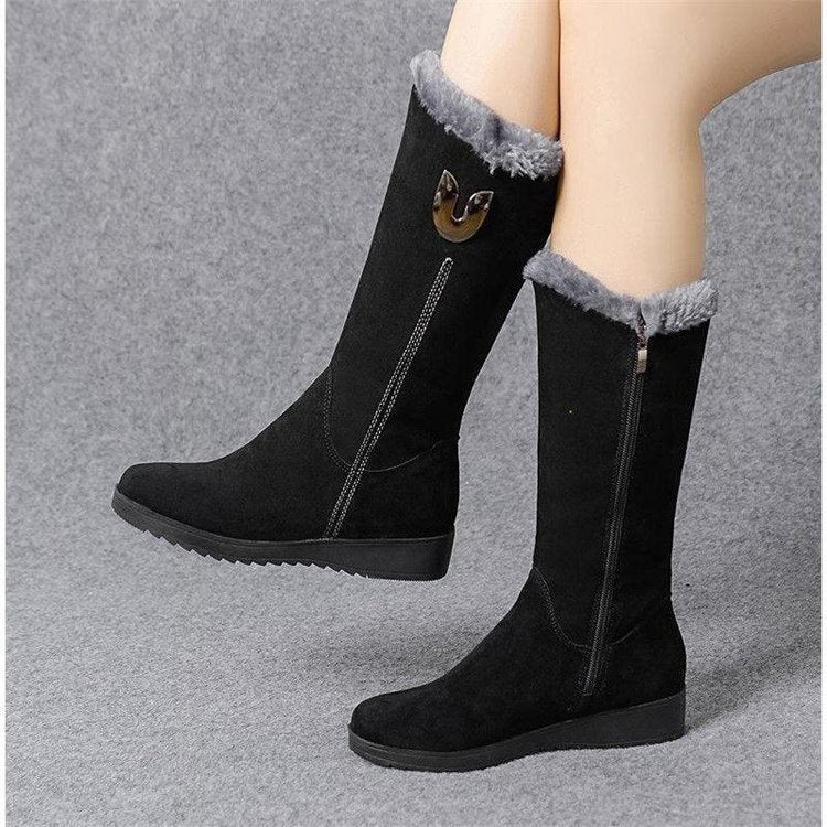 Mid-Calf Suede Boots for Women – Stylish & Warm