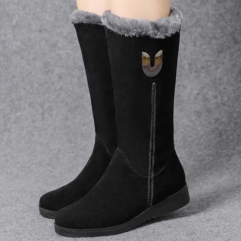 Mid-Calf Suede Boots for Women – Stylish & Warm