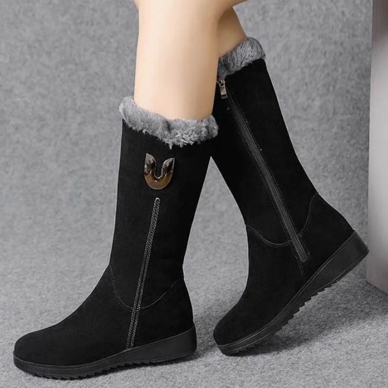 Mid-Calf Suede Boots for Women – Stylish & Warm
