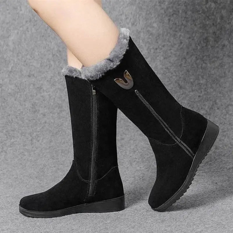 Mid-Calf Suede Boots for Women – Stylish & Warm