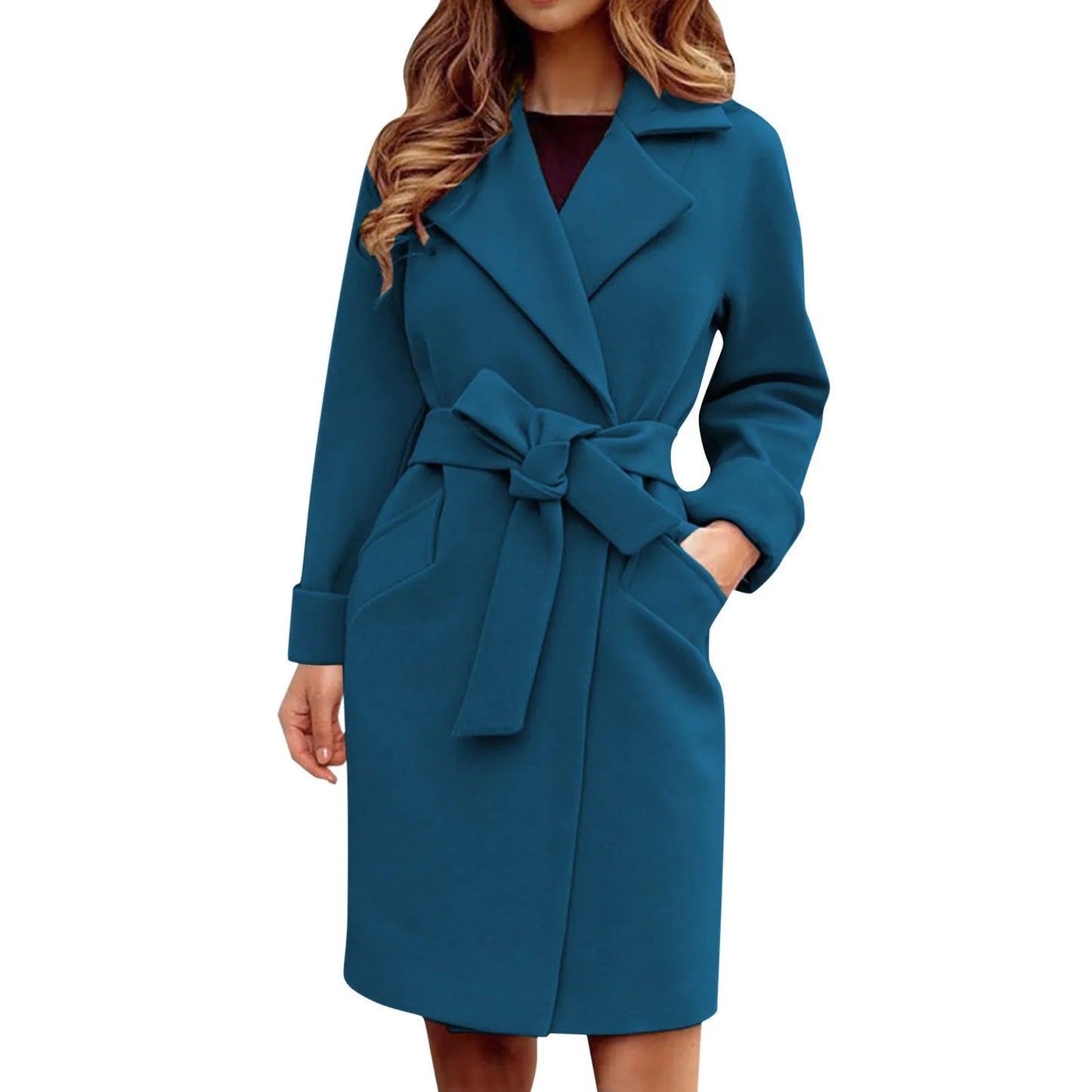Mid-Length Black Trench Coat for Women – Stylish & Cozy Winter Essential 4