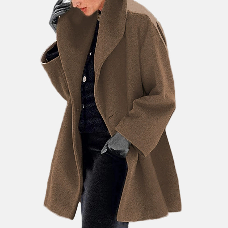 Oversized Wool Thigh-Length Coat for Women – Cozy Stylish Warmth Caliboot