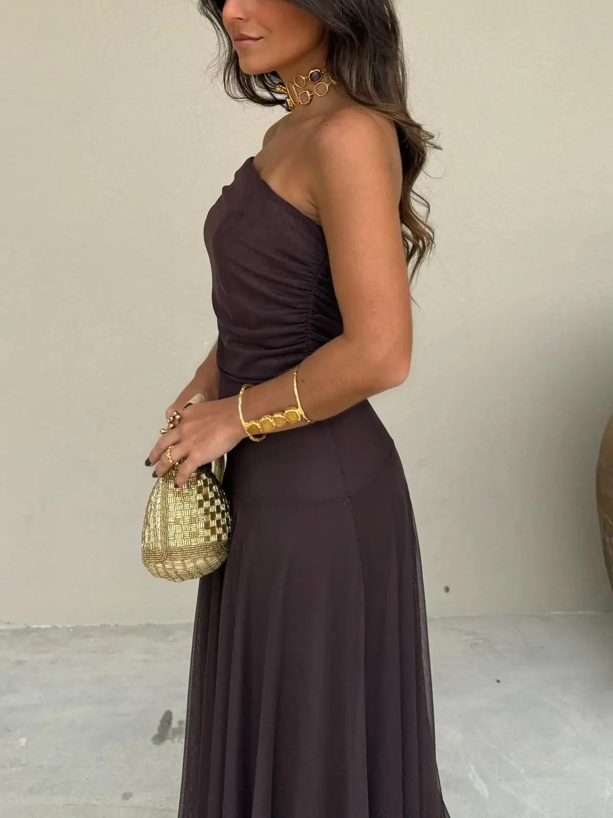 Off-Shoulder Black Maxi Dress for Women – Elegant & Flowing Design 6