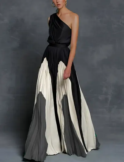 One-Shoulder Asymmetrical Maxi Dress for Women – Elegant & Flowing-Caliboot