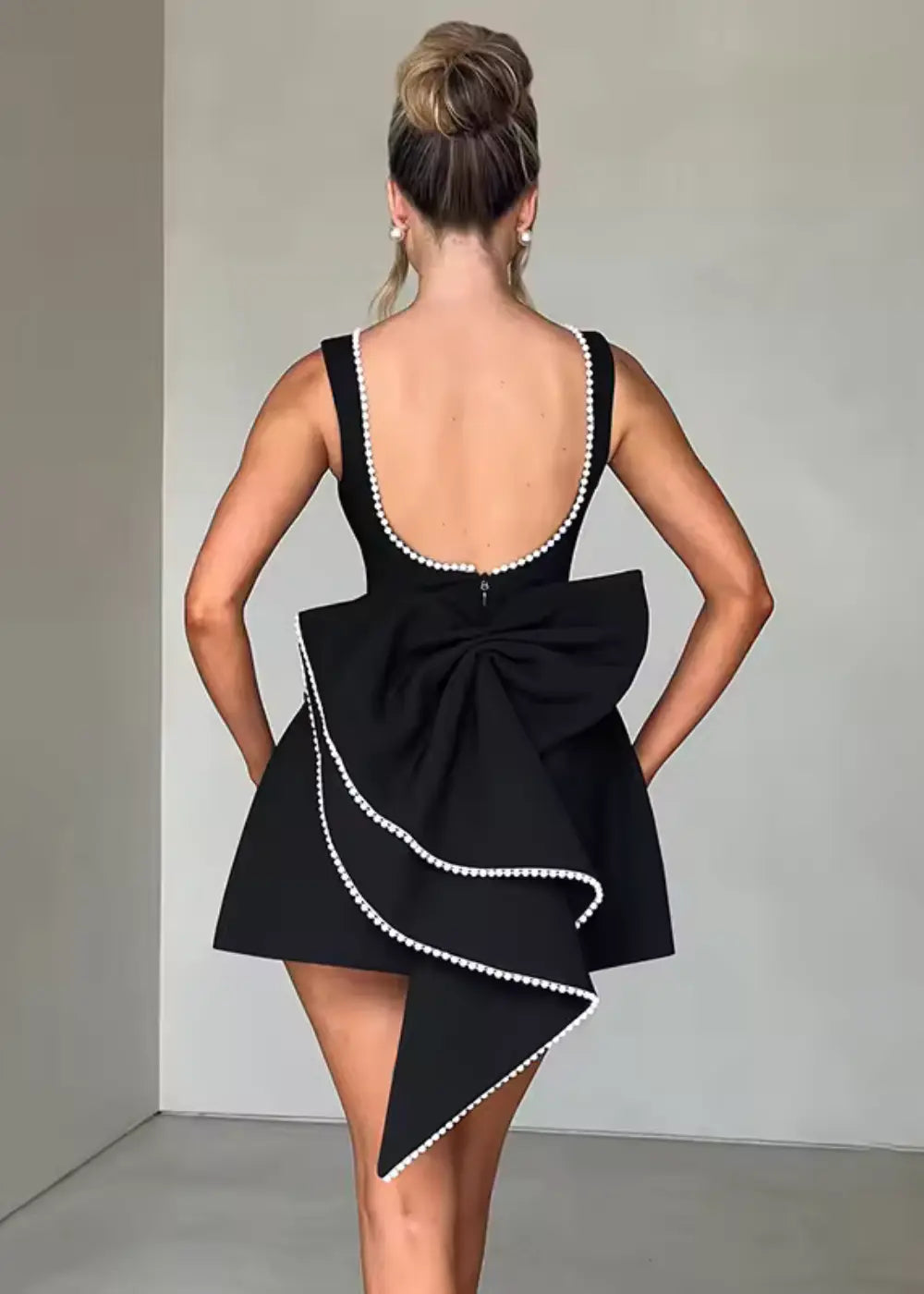 Pearl Embellished Mini Dress for Women – Elegant & Sophisticated Style 6