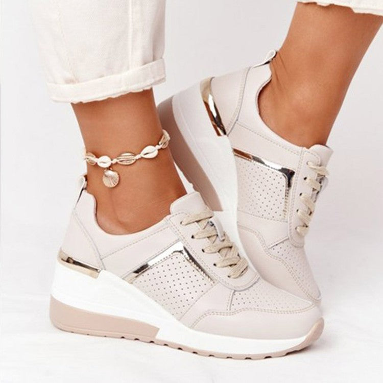 Perforated Wedge Sneakers for Women – Stylish & Comfortable