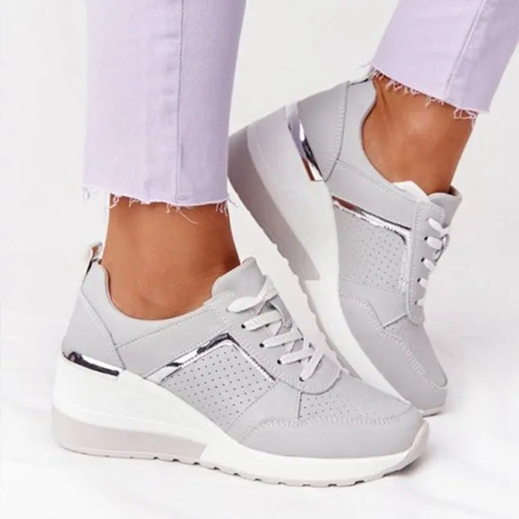 Perforated Wedge Sneakers for Women – Stylish & Comfortable