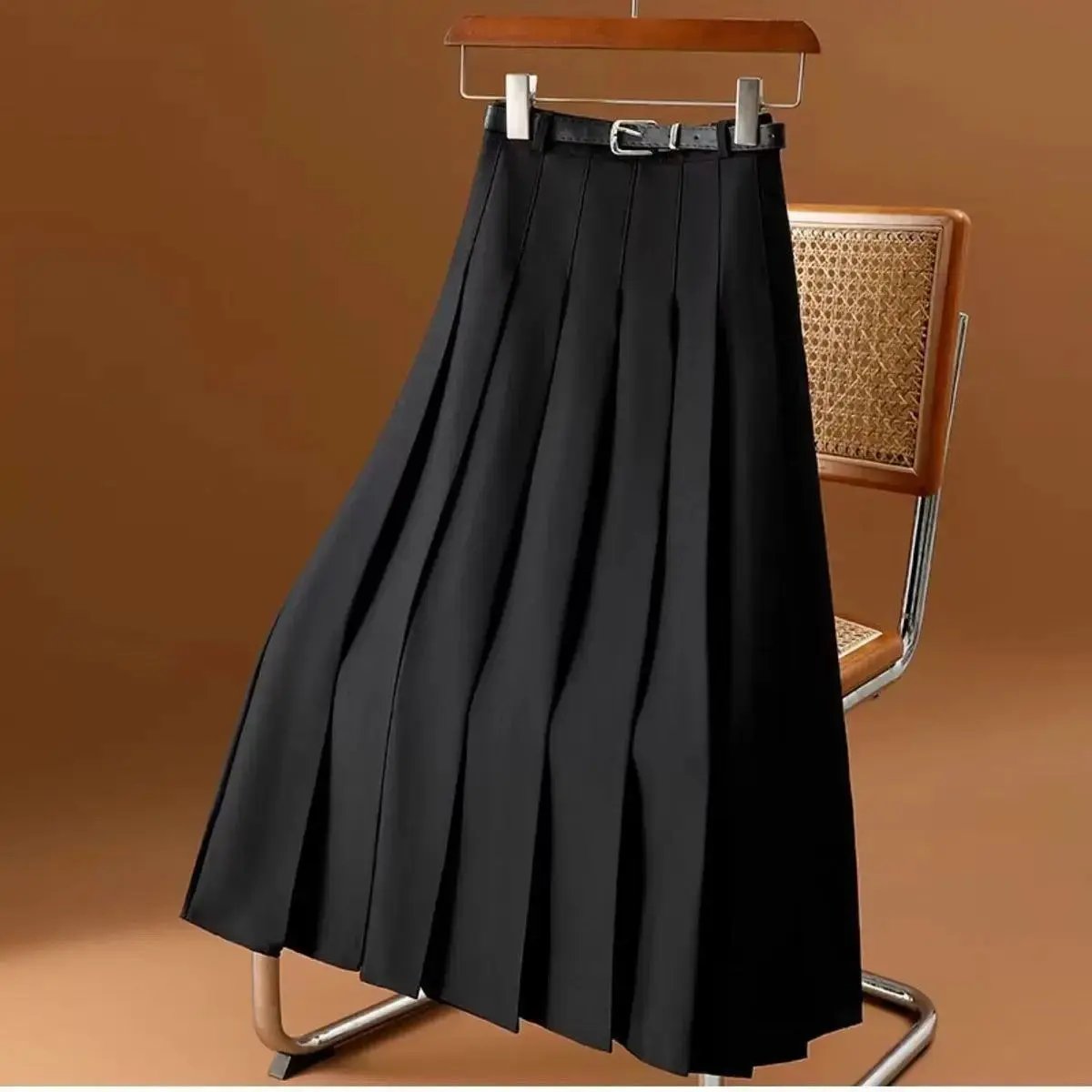 Pleated Black Midi Skirt for Women – Elegant & Versatile Style-Caliboot
