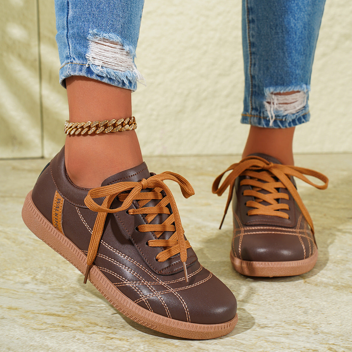 Retro Lace-Up Sneakers for Women – Stylish & Comfortable Casual Footwear