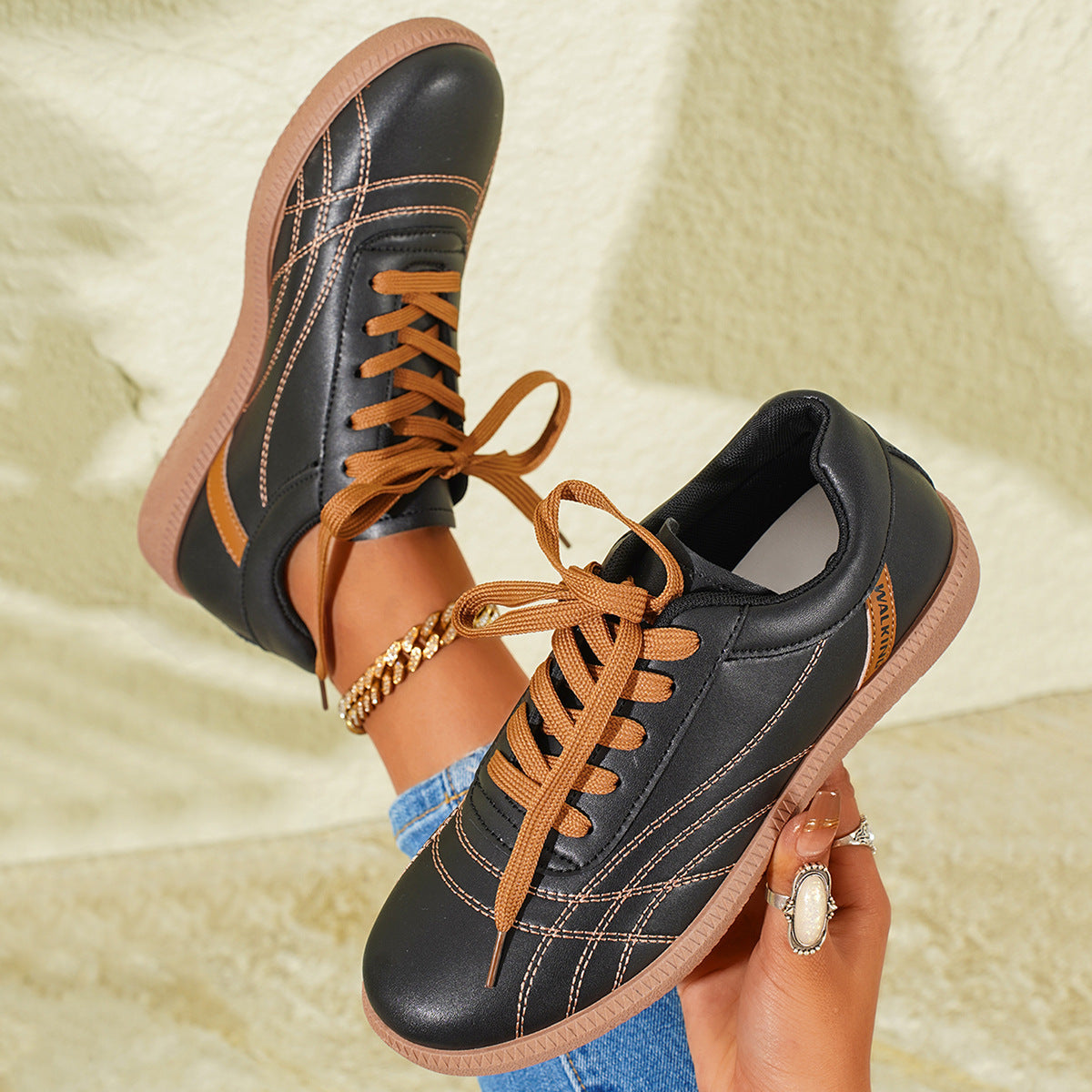 Retro Lace-Up Sneakers for Women – Stylish & Comfortable Casual Footwear