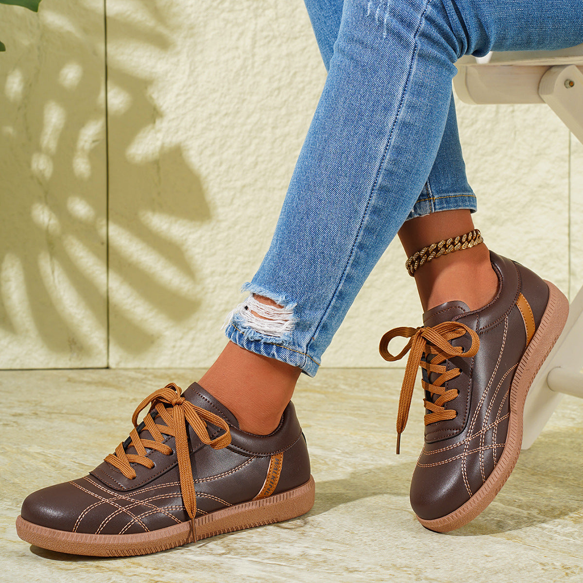 Retro Lace-Up Sneakers for Women – Stylish & Comfortable Casual Footwear