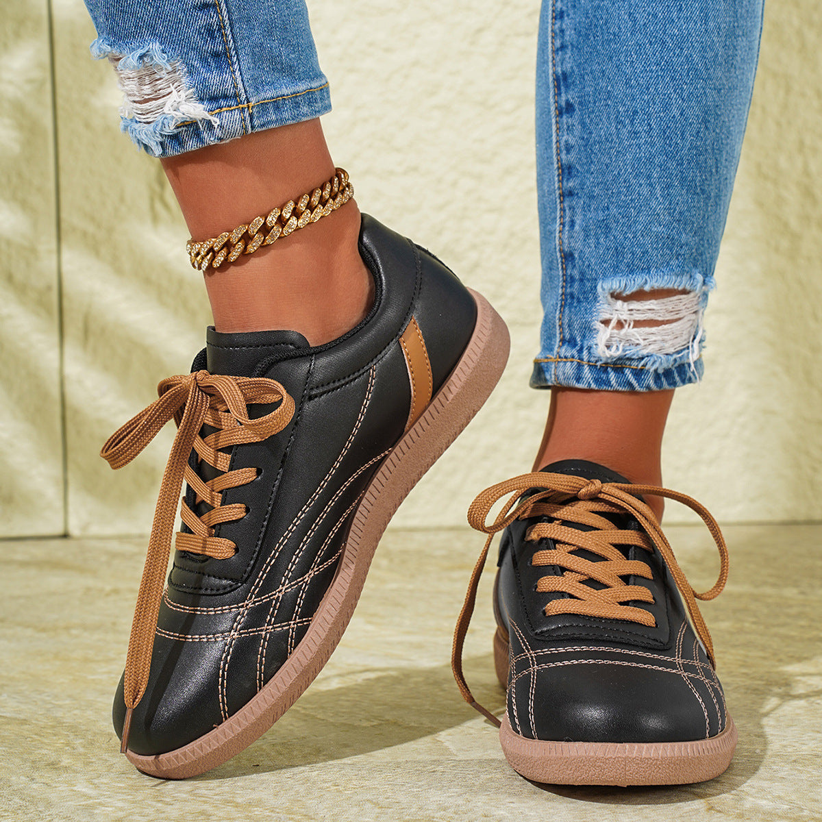 Retro Lace-Up Sneakers for Women – Stylish & Comfortable Casual Footwear