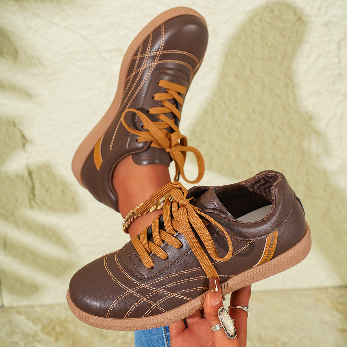 Retro Lace-Up Sneakers for Women – Stylish & Comfortable Casual Footwear
