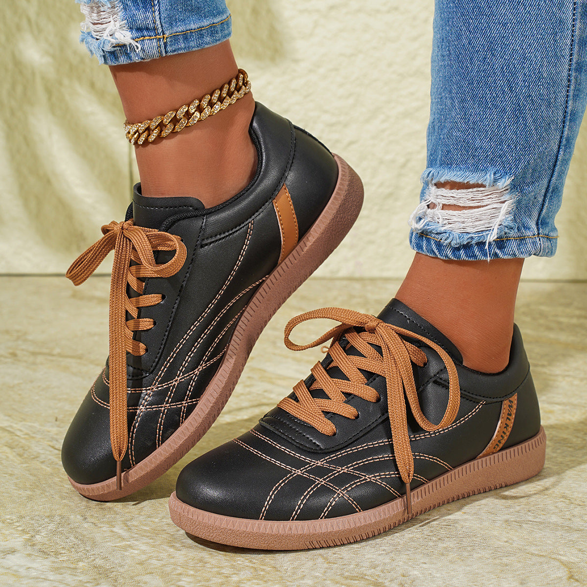 Retro Lace-Up Sneakers for Women – Stylish & Comfortable Casual Footwear