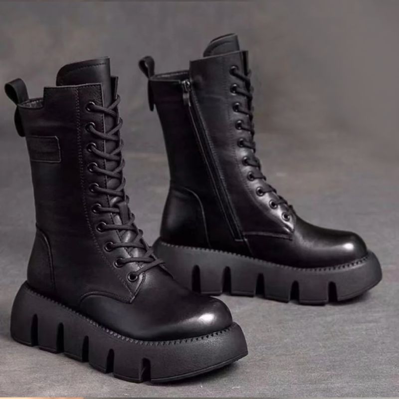 Retro Style Patent Leather Boots for Women – Elegant & Comfortable