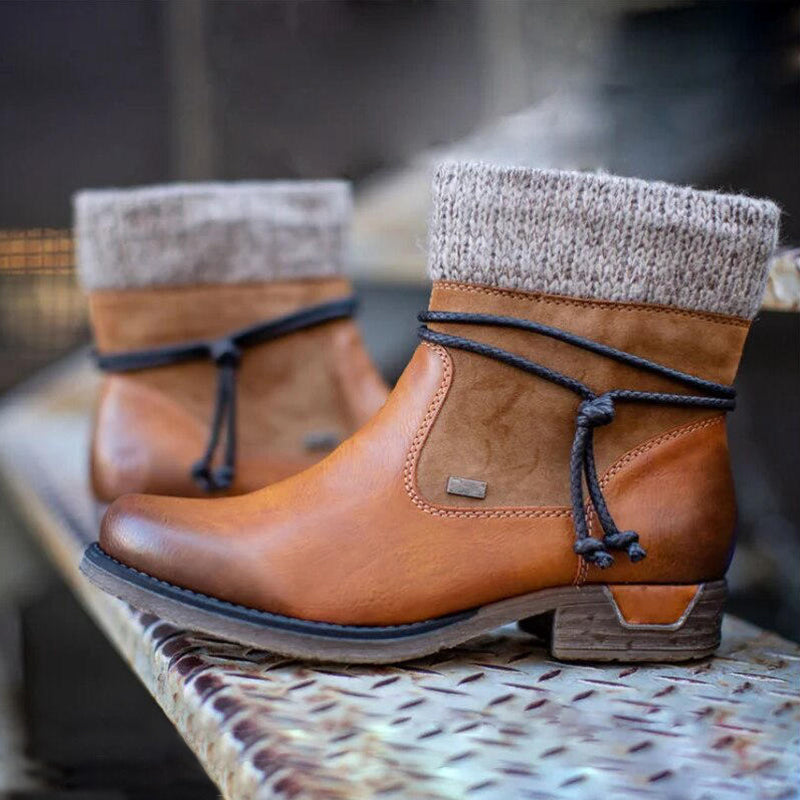 Retro Low Heel Boots for Women – Cozy & Stylish for Autumn