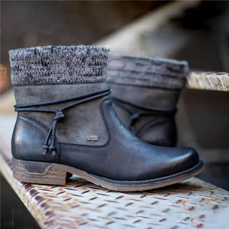 Retro Low Heel Boots for Women – Cozy & Stylish for Autumn