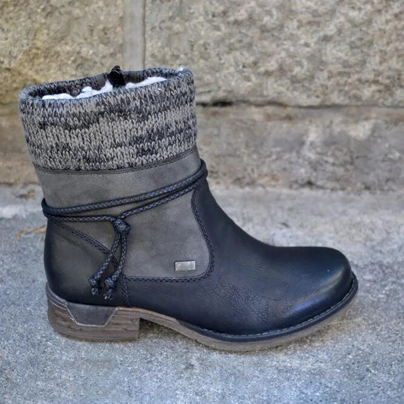 Retro Low Heel Boots for Women – Cozy & Stylish for Autumn