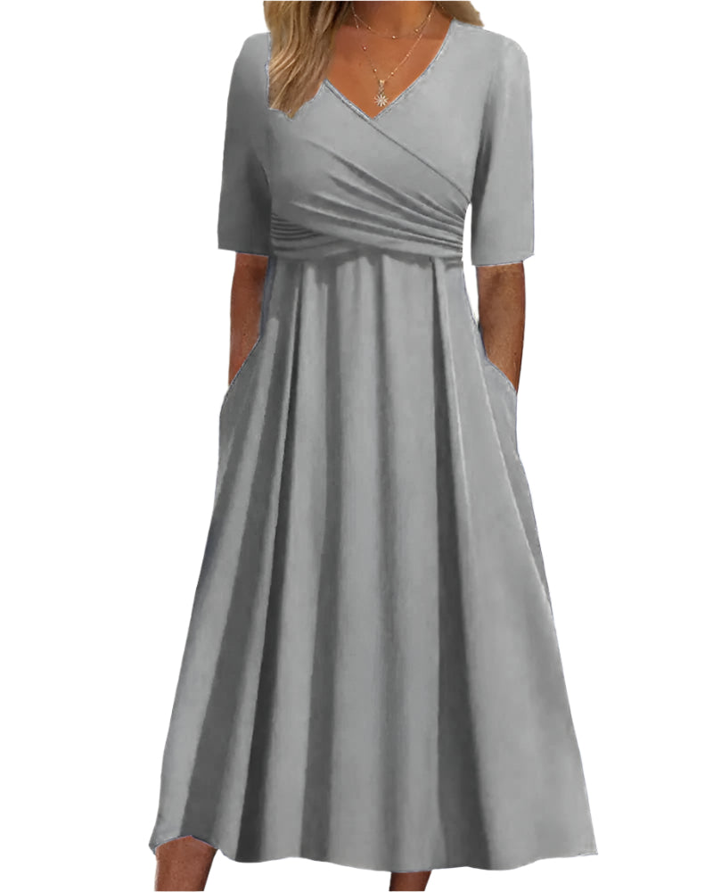 Robe Midi Femme Noire Croisée – Élégante et Polyvalente 1