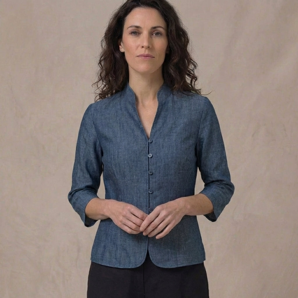 Structured Mandarin Blouse for Women β Elegant & Versatile Caliboot