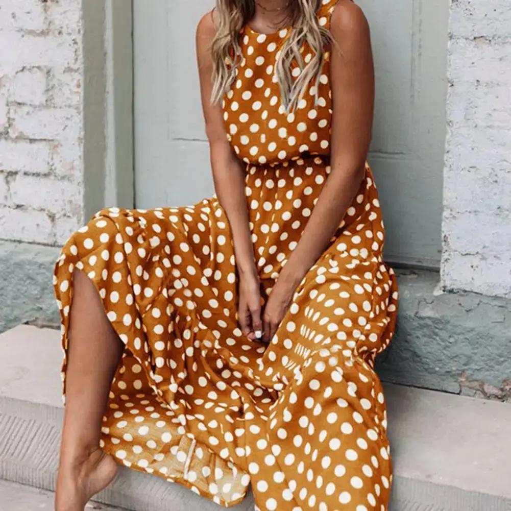 Sleeveless Polka Dot Maxi Dress for Women – Effortlessly Chic & Comfortable-Caliboot