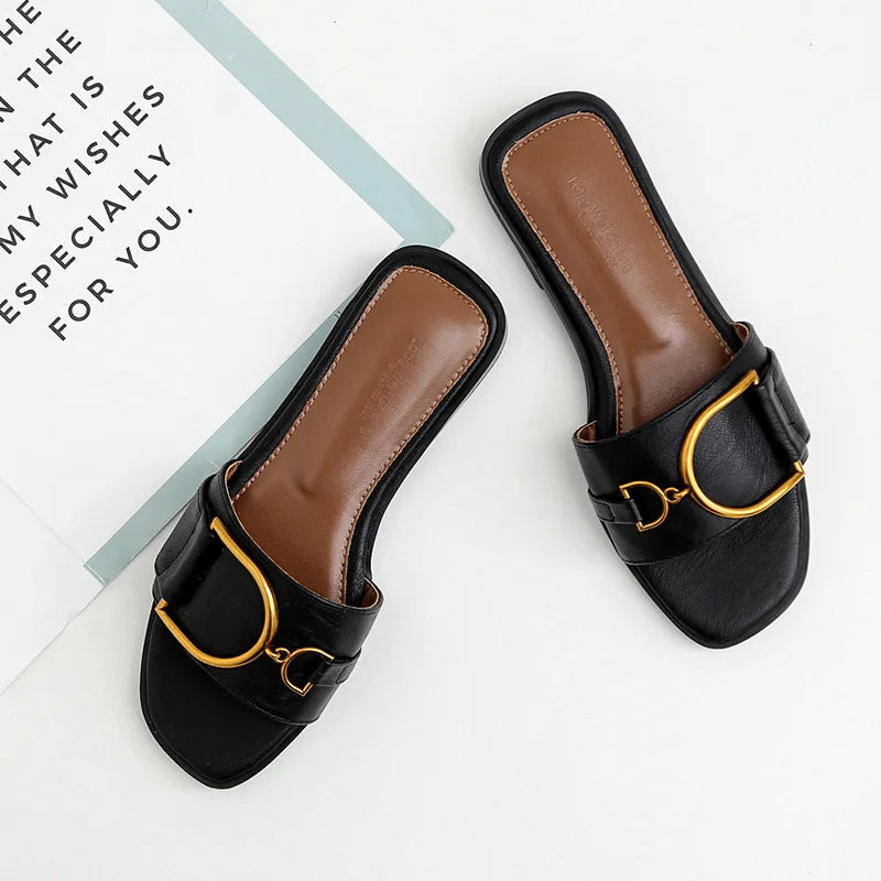 Square Toe Slip-On Sandals for Women – Chic & Effortless Style