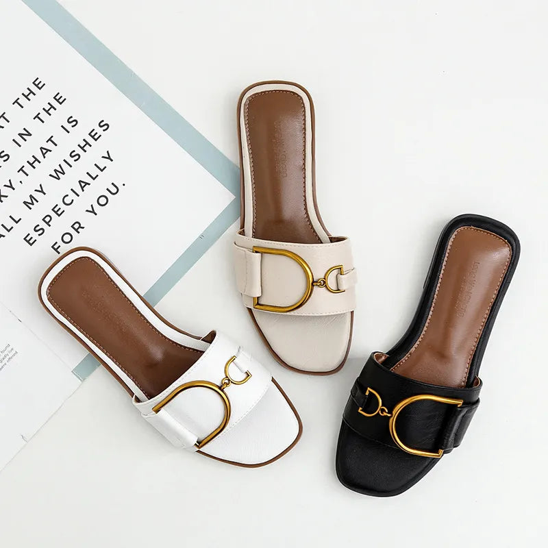 Square Toe Slip-On Sandals for Women – Chic & Effortless Style