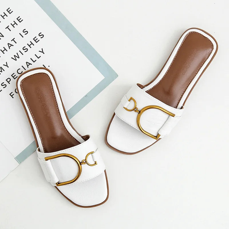 Square Toe Slip-On Sandals for Women – Chic & Effortless Style