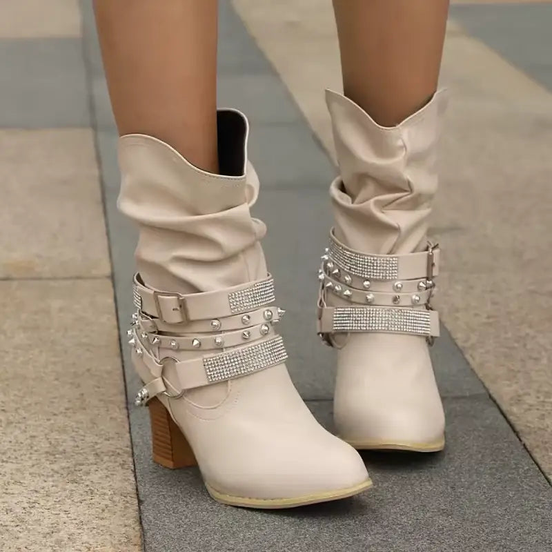 Strass-Embellished Black Ankle Boots for Women – Chic & Comfortable