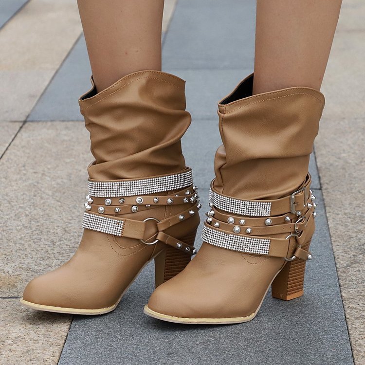 Strass-Embellished Black Ankle Boots for Women – Chic & Comfortable