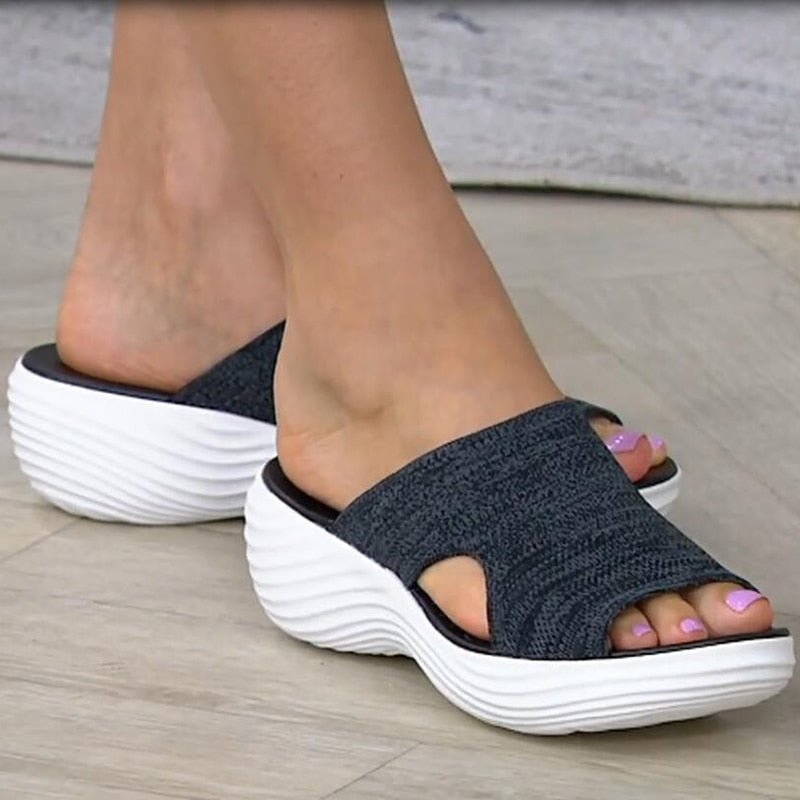 Stretch Knit Open-Toe Sandals for Women – Comfortable & Trendy Design
