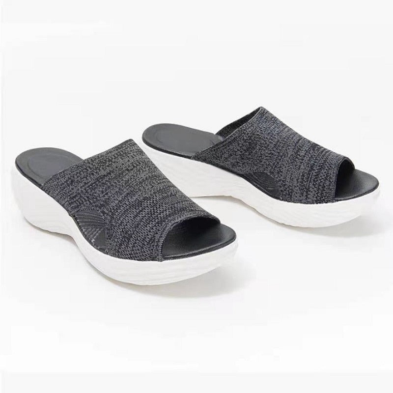 Stretch Knit Open-Toe Sandals for Women – Comfortable & Trendy Design