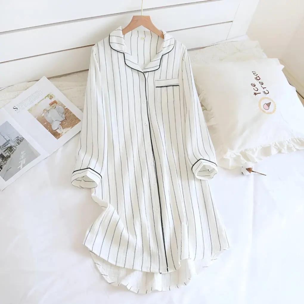 Striped Cotton Nightgown for Women β Cool & Comfortable Plus Size Option-Caliboot
