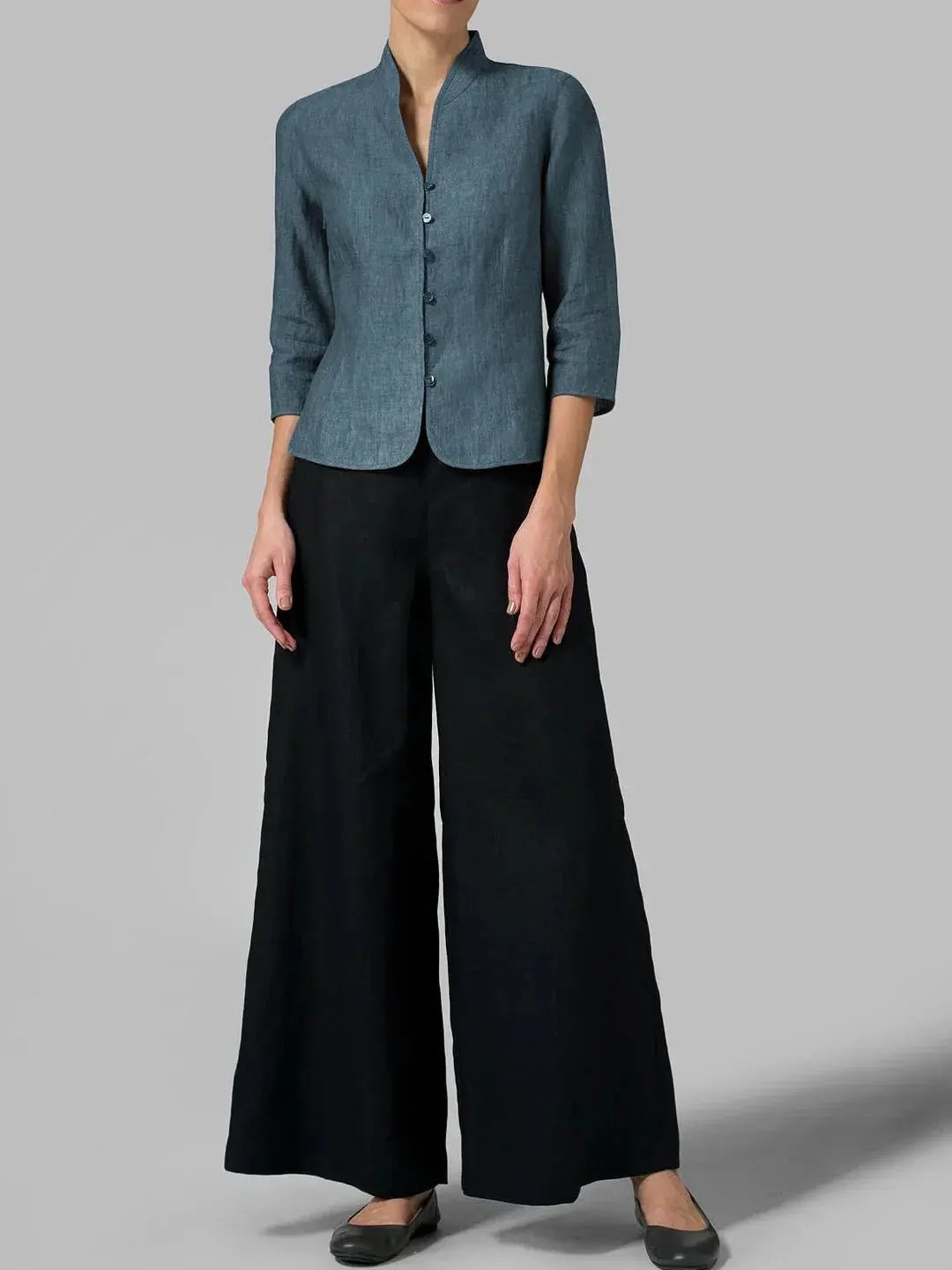 Structured Mandarin Blouse for Women – Elegant & Versatile-Caliboot