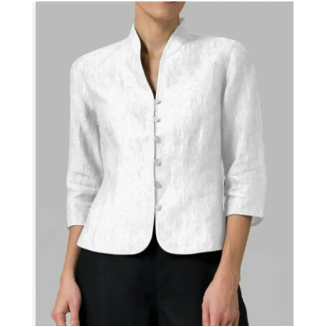 Structured Mandarin Blouse for Women – Elegant & Versatile-Caliboot