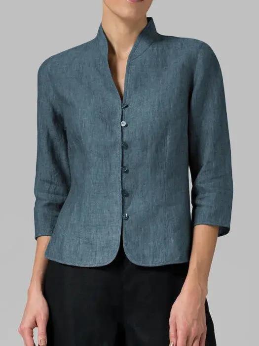 Structured Mandarin Blouse for Women – Elegant & Versatile-Caliboot