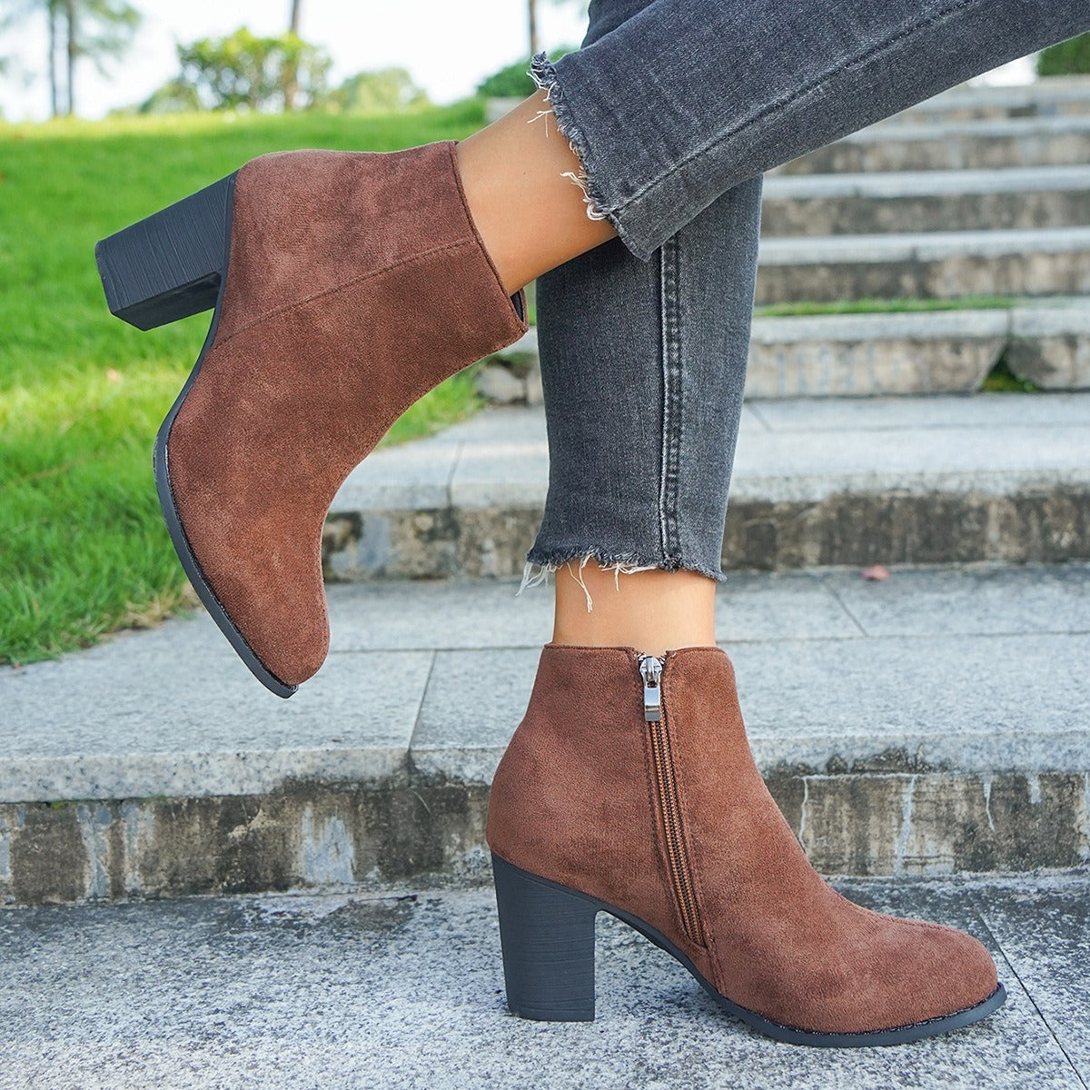 Suede Ankle Boots for Women – Chic & Comfortable Black Booties