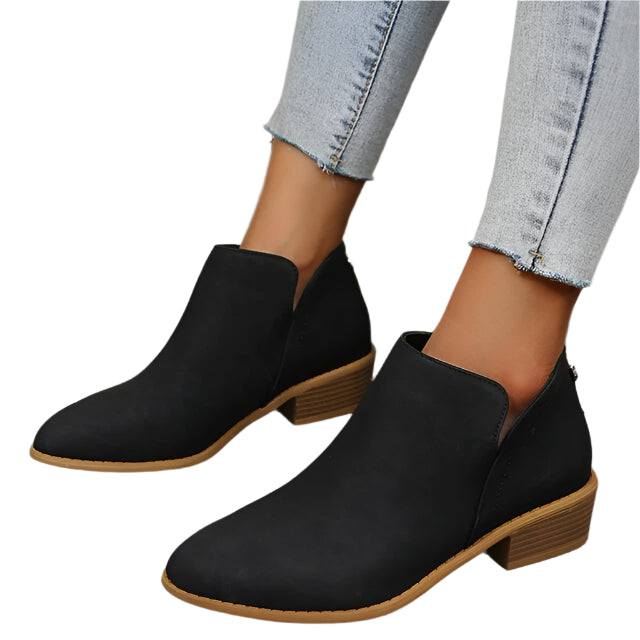 Tapered Silhouette Low Heel Boots for Women – Stylish & Comfortable